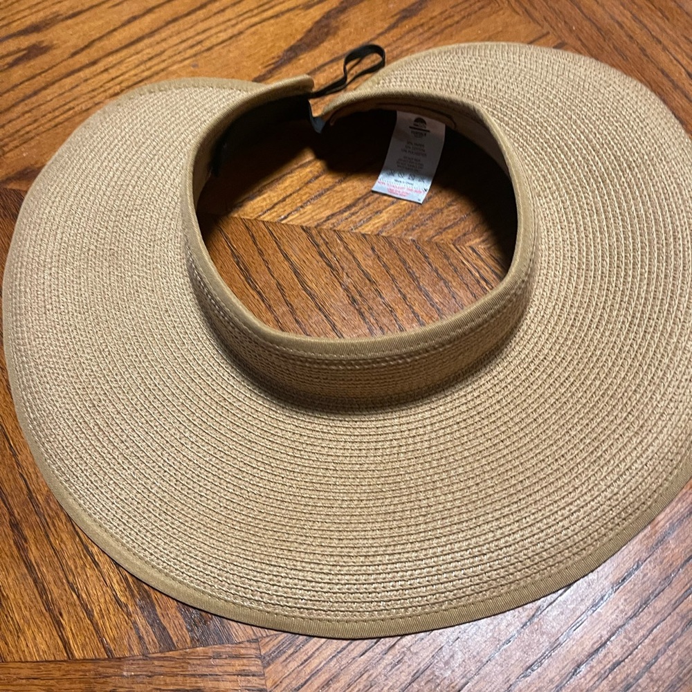 FURTALK Sun Visor Hats for Women Wide Brim Straw Roll-Up, Beige